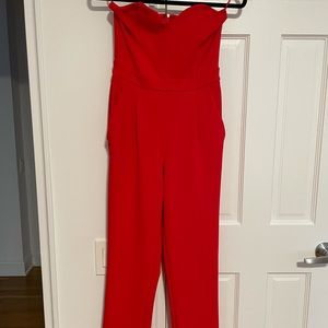 Red Ankle Length Express strapless jumpsuit